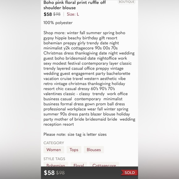 Boho pink floral print ruffle off shoulder blouse - Picture 2 of 8